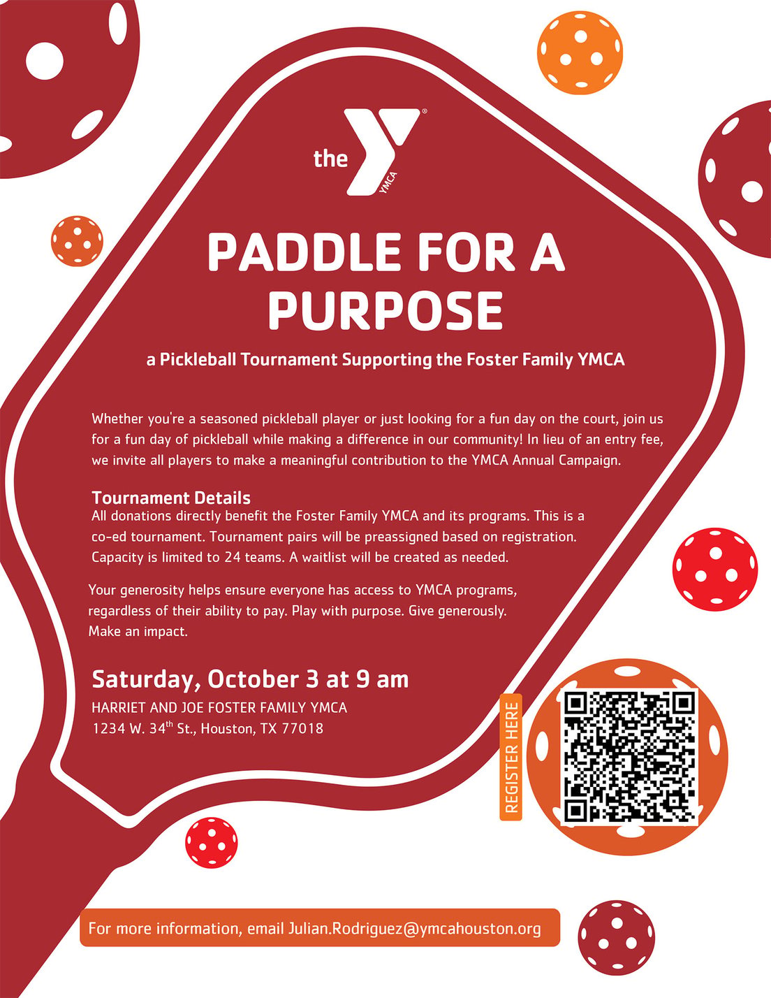 Flier - Pickleball Tournament - Foster (2026)